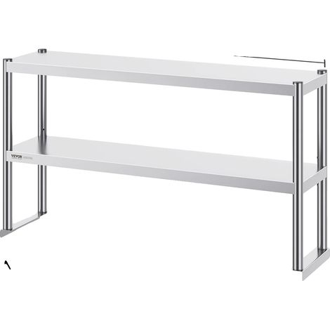 Table de travail de cuisine, construction en acier inoxydable, étagère réglable, 12 x 48 in (1/2)