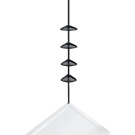 Wenko – Étagère de douche réglable en métal – Longueur 26cm, largeur 19,5cm, hauteur 85-250cm – Résistante à l'humidité et facile à nettoyer (1/5)
