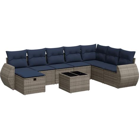 Maison Exclusive - 9-tlg. Garten-Sofagarnitur mit Kissen Grau Pol (1/5)