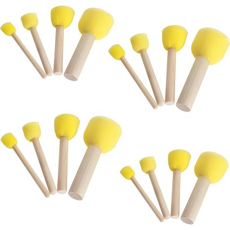 16 Pièces Éponges de Peinture, Eponge Peinture Ronde, Mousse Eponge Ronde Pinceau, d'art Crafts Éponge Brosse, pour Peinture, Graffiti, Nettoyage De Poussière (1/5)