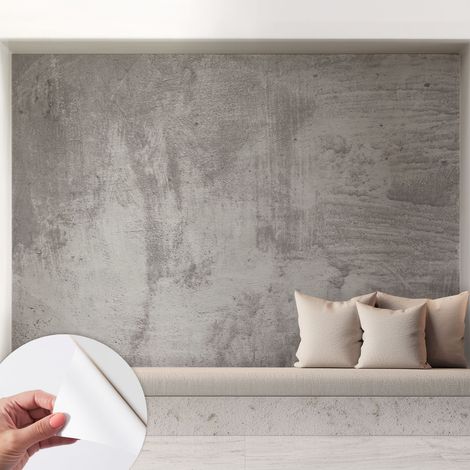 Papier peint autocollant à motifs décoratifs pour salon chambre et bureau Décoration murale élégante avec colle Béton brut 208x146 cm (1/5)