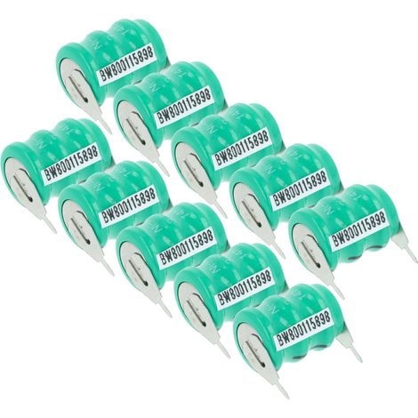 vhbw 10x NiMH replacement button cell battery tab type V40H 2 pins 40mAh 3.6V suitable for model building batteries, solar lights etc.