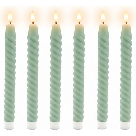 LED-Stabkerzen ohne Flamme, echtes Wachs, 6er-Set