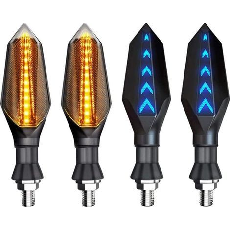 4 Pièces 12 V Universel Indicateur de Clignotant de Moto Clignotant Ambre Lumière Double Couleur 17 LED Bleu Ambre Lampe (1/5)