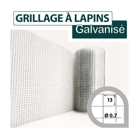 Cloture & Jardin – Grillage soudé galvanisé 10m – Maille carrée 13mm – Diamètre fil 0,7mm – Pour volières et enclos animaux (1/7)