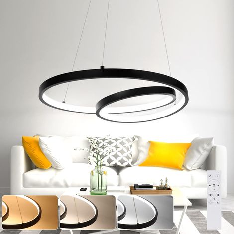 ZMH Lampe à suspendue de table à manger LED Moderne - 40CM Noir Dimmable Suspension avec télécommande pour salon Chambre à coucher salle à manger Cuisine (1/5)