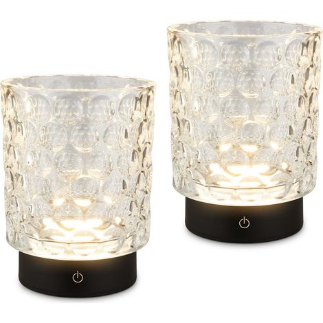 Briloner Sunora LED Tischlampe kabellos IP44, 2er Set, Dimmbar, Touch, Kabellos, Spritzwasserschutz, Klar, Ø11 x 15 cm (1/5)
