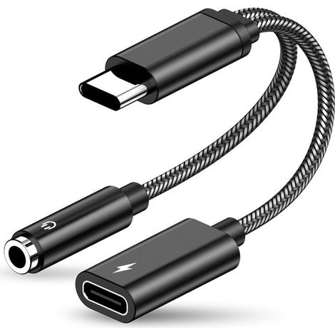 1 Adaptateur USB Type C, Charge et Audio 3,5mm, Câble Auxiliaire, pour Smartphone Android (1/5)