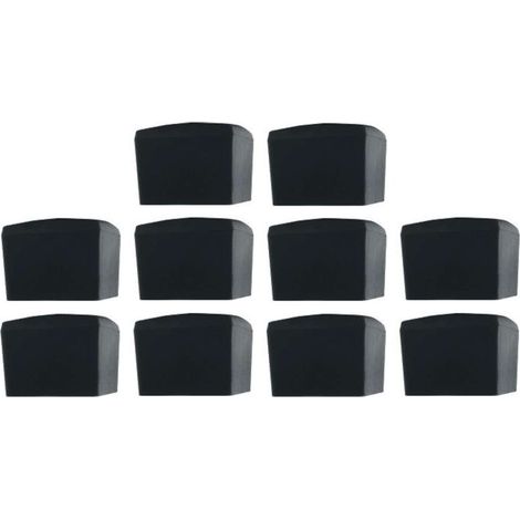 Confezione da 10 tappi tubolari quadrati in gomma termoplastica – 30 x 30 mm, neri – Protezione per gambe di mobili e sedie (1/3)