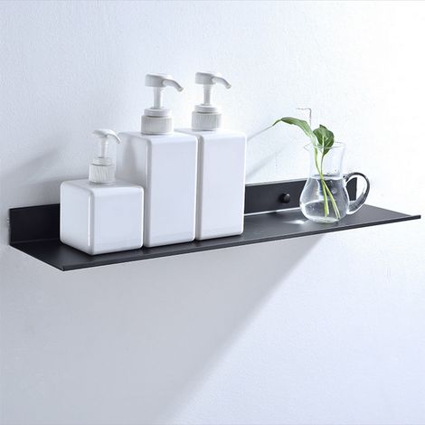 Étagère de salle de bain noire à un seul niveau en aluminium spatial mat (50cm) (1/5)