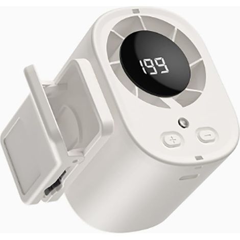 Ventilateur portable à pince pour voiture écran LED mini ventilateur 360° rechargeable USB batterie 1200 mAh pour voiture poussette camping Beige clair (1/5)