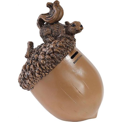Adorable tirelire en forme d'écureuil et de gland, sculpture originale en résine, figurine décorative pour la maison ou le bureau. (1/5)