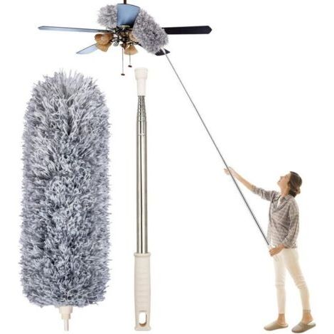 BUNTHAUS Plumeau Poussière, Plumeau Microfibre avec Poignée en Acier Inoxydable, Plumeau Extensible de 30 à 100 \\