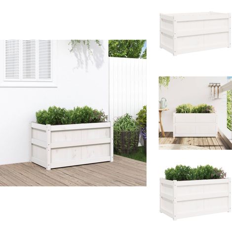 Jardinière blanc 90x50x50 cm bois de pin massif - Jardinier - Pot De Fleurs - Extérieur - Bois - Pin (1/5)