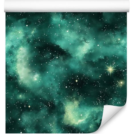 Aquarell-Tapete „Galaxy Sea and Mint“ für Wohn- und Schlafzimmer, 50 x 1000 (1/5)