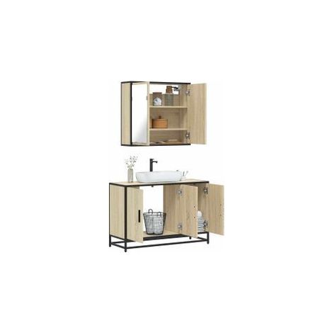 Ensemble de meubles de salle de bain 2 pcs chêne sonoma (1/5)