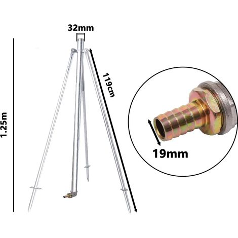Support de trépied à bascule pour arroseur (joint de 19 mm) avec filetage BSP de 1 pouce, pour l'irrigation de jardins, pelouses et terres agricoles (tuyau de 16/29/25/32 mm). (1/5)