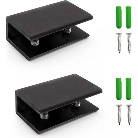 2 Pièces Pince à Verre en Alliage de Zinc, Pince à Verre Rectangulaire Réglable, Clip en Aluminium en Verre Peut être Utilisé pour 8-12 mm, Adapté pour la Salle de Bain, le Verre du Salon (1/4)
