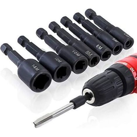 Accessoires pour tournevis pneumatiques à douille taraudeuse à tige en acier allié haute dureté (1/4)