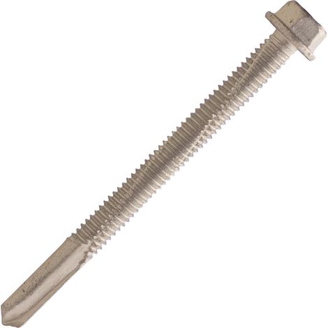 Pasador autoperforante con cabeza hexagonal de acero zincado blanco TH Ø5,5x19mm - Pack de 6 blísters de 25 (1/3)