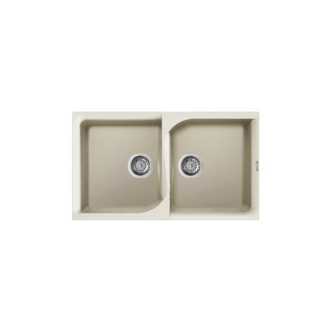 Lavello Elleci Incasso 2 vasche 86x50 Ego 450 Granitek Bianco Antico LGE45062