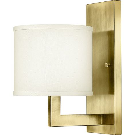 Applique Hampton ottone spazzolato paralume lino E27