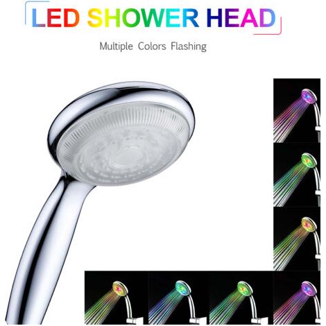 Douchette LED à couleurs changeantes automatiques, alimentée par l'eau, pour salle de bain, sans électricité, avec capteur de température (1/5)