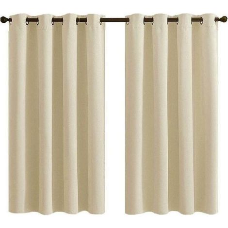 Set mit 2 kurzen Ösenvorhängen - Verdunkelnd, wärmeisolierend, taupefarben - für Schlafzimmer oder Badezimmer 28x36 Zoll (K30) (1/5)