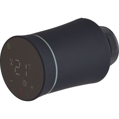 Noyon & Thiebault – Tête thermostatique connectée noire pour radiateur – Raccord M30 x 1.5 – Pilotable à distance via application – Adaptateurs inclus