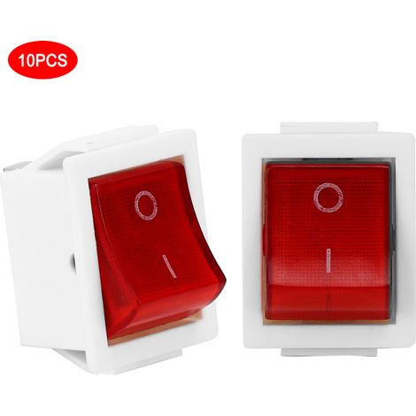 Interrupteur à bascule KCD3 à 3 broches et 2 positions, unipolaire, avec témoin lumineux, 20 A/125 V CA ou 16 A/250 V CA, blanc (1/5)