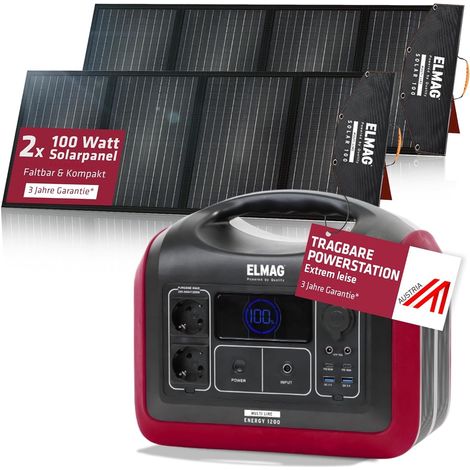 ELMAG Tragbares Solargenerator-Set ENERGY 1200 + SOLAR 100 DUO (00402) (1/5)