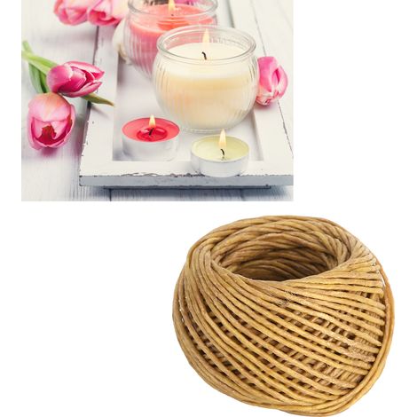 2 Mèches en Chanvre Biologique 30m, 2mm Cire Naturelle Non-Toxique pour Fabrication Bougies DIY et Lampes à Huile (1/5)