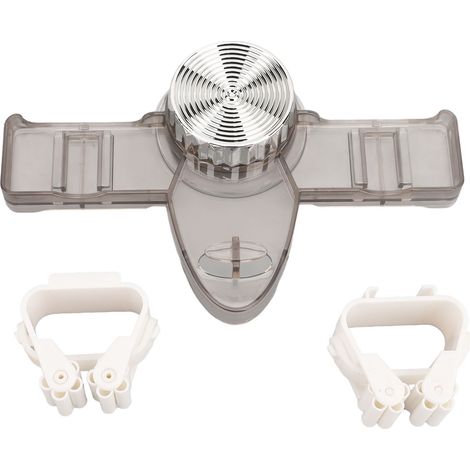 Support Balai et Serpillère Ventouse Murale 2 Crochets Organisateur Rangement PET Gris Transparent Réutilisable Sans Perçage (1/5)