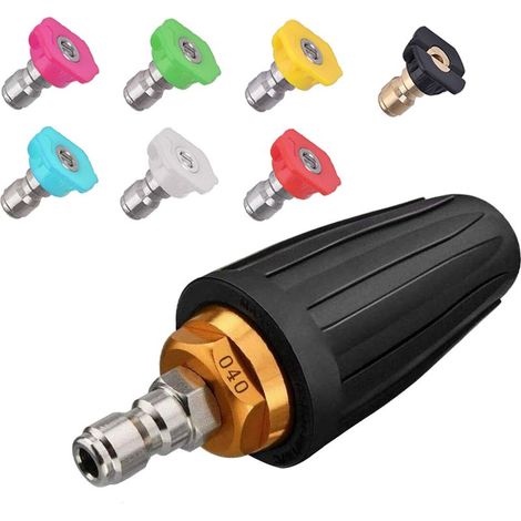Buse rotative et 7 pointes, raccord rapide 1/4', 4000 Psi, Noir, buse turbo pour nettoyeur haute pression, (406689), kit jet pour nettoyeur haute pression, rotabuse haute pression (1/5)