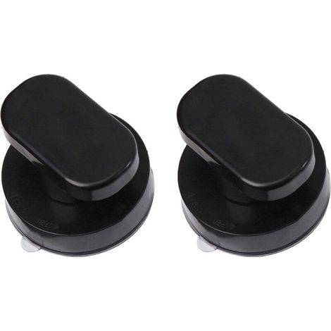 Lot de 2 poignées de porte à ventouse pour porte coulissante en verre - Sans perforation - Ventouse puissante - Pour porte en verre de salle de bain, balcon - Noir (1/5)