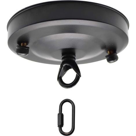 Plafonnier - Rosace Plafond Avec Trou De Passage Câble - Support Pour Suspension - Acier Galvanisé - Noir - 1 Pièce (1/5)