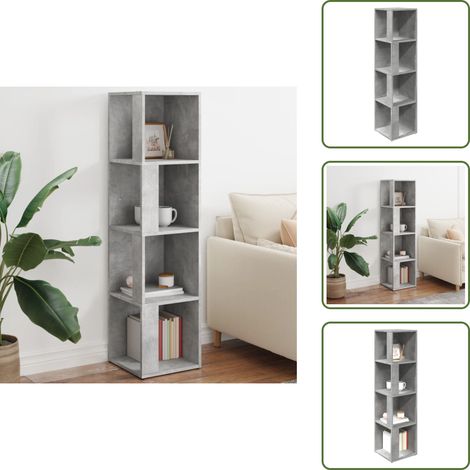 Eckregal Betongrau 33x33x132 cm Holzwerkstoff - Eckregal - Regalsystem - Wohnraumorganisation - Stauraumlösung - Betongrau