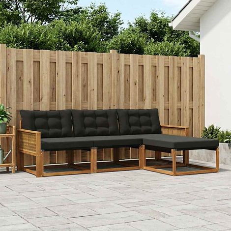 vidaXL Outdoor-Sofagarnitur 4 Stk. Natürlich und Schwarz (1/5)