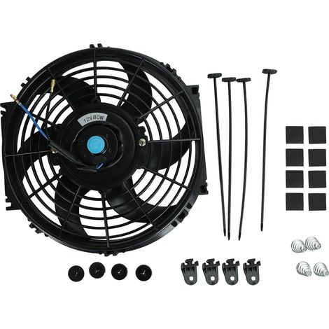 10 Pouces 12V 80W Ventilateur de radiateur électrique universel Slim Fan Push Pull-Feuille moteur