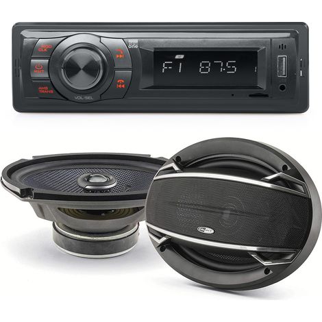 Pack sono voiture Autoradio AR270 USB + 2 haut parleurs ovales 6x9" Caliber 180W