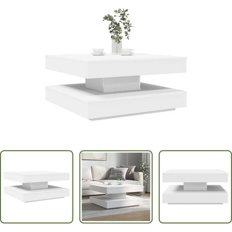 Table basse 360 degrés - Table basse rotative à 360 degrés blanc 70x70x34,5 cm (1/5)