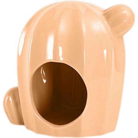 Lit nid en porcelaine en forme de cactus pour hamster, lit pour furet, lit cachette pour cochon d'Inde, chinchilla et hérisson, orange clair. (1/5)