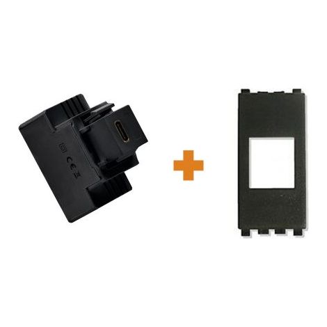 Fanton caricatore 1 USB-C 3A Ricarica rapida 18W da incasso Vimar Arke nera - 82902