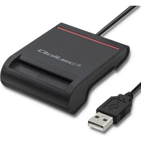 Lettore di carte d'identità con chip intelligente Qoltec SCR-0642  Adattatore USB 2.0 + USB-C (1/4)