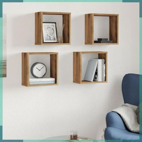 856580 étagères cube murales 4 pcs chêne artisanal bois d'ingénierie (1/5)