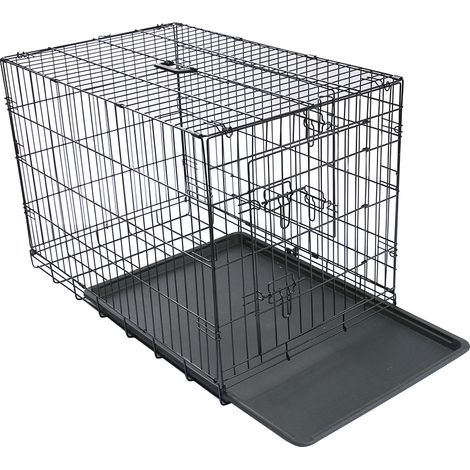 Pet Puppy Crate Folding Dog Training Travel Cage with Detachable Tray 48" Black