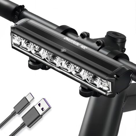 Aluminum Lumiere Velo Avant 1800 Lumens - 5 Modes avec Lumiere d'Avertissement de Jour, IP65 étanche, USB-C Rechargeable, Supports Doubles en Métal, (1/5)