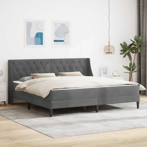 vidaXL Bettgestell mit Matratze Dunkelgrau 180 x 200 cm Samt (1/5)