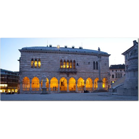 Lupia - Quadro moderno su Tela Canvas DEEP 65X143 cm, con paesaggi e localismi italiani, per casa, soggiorno, capezzale camera da letto, hotel, ufficio, UDINE - PIAZZA LIBERTA' (1/4)