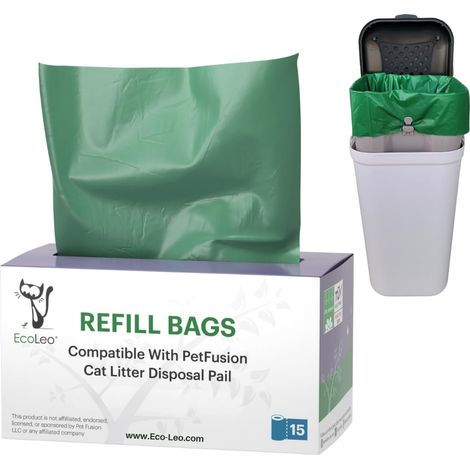 Lot de 15 sacs à litière pour chien/chat, compatibles avec, compostables, dérivés de plantes, longs et durables, sacs de rechange (1/5)